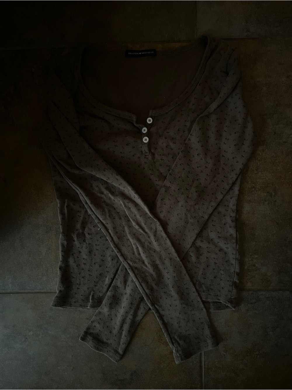 Brandy Melville Brown Floral Henley